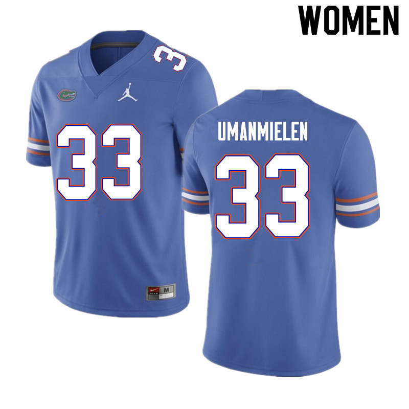Women #33 Princely Umanmielen Florida Gators College Football Jerseys Sale-Blue - Click Image to Close